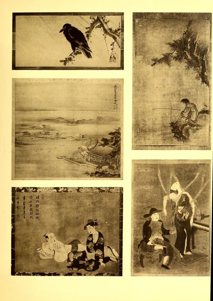 An illustration from Collection P. Barboutau : Peintures-estampes & Objets d'Art du Japon dont la vente aura lieu le 3 juin et jours suivants, a l'Hotel Drouot, Salle N8, 1904, leaf 359
