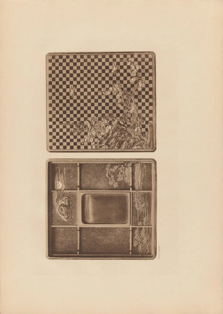 An illustration from Collection S. Bing. : Objets d'art et peintures du Japon et de la Chine dont la vente aura lieu du lundi 7 au samedi 12 mai 1906 inclus dans les galeries de MM. Durand-Ruel, 1906, leaf 15