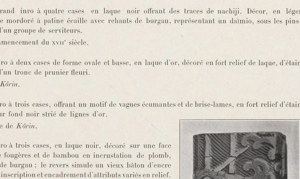An illustration from Collection S. Bing. : Objets d'art et peintures du Japon et de la Chine dont la vente aura lieu du lundi 7 au samedi 12 mai 1906 inclus dans les galeries de MM. Durand-Ruel, 1906, leaf 43