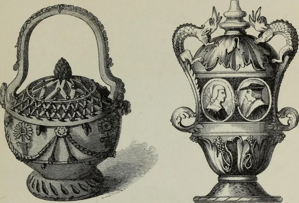An illustration from Collections towards a history of pottery and porcelain, in the 15th, 16th, 17th, and 18th centuries : with a description of the manufacture, a glossary, and a list of monograms, 1850, leaf 84