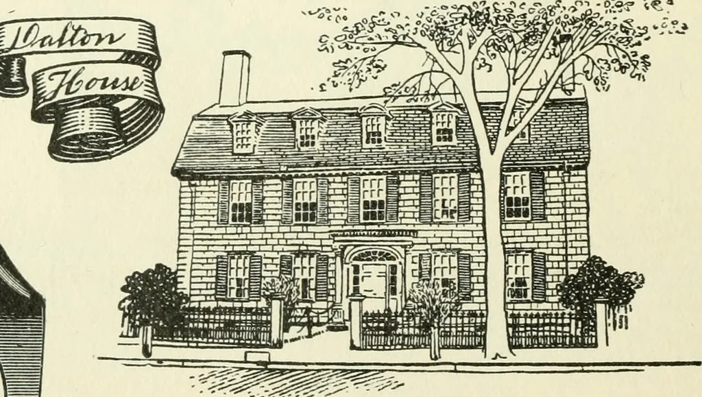 An illustration from The colonial book of the Towle Mfg. Co. Which is intended to delineate and describe some quaint and historic places in Newburyport and vicinity and show the origin and beauty of the colonial pattern of silverware, 1898, leaf 11