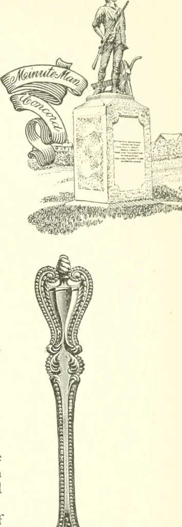 An illustration from The colonial book of the Towle Mfg. Co. Which is intended to delineate and describe some quaint and historic places in Newburyport and vicinity and show the origin and beauty of the colonial pattern of silverware, 1898, leaf 30
