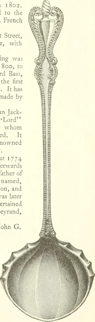 An illustration from The colonial book of the Towle Mfg. Co. Which is intended to delineate and describe some quaint and historic places in Newburyport and vicinity and show the origin and beauty of the colonial pattern of silverware, 1898, leaf 42