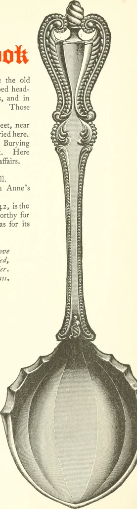 An illustration from The colonial book of the Towle Mfg. Co. Which is intended to delineate and describe some quaint and historic places in Newburyport and vicinity and show the origin and beauty of the colonial pattern of silverware, 1898, leaf 44
