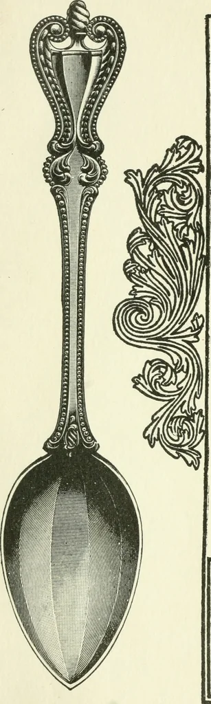 An illustration from The colonial book of the Towle Mfg. Co. Which is intended to delineate and describe some quaint and historic places in Newburyport and vicinity and show the origin and beauty of the colonial pattern of silverware, 1898, leaf 7