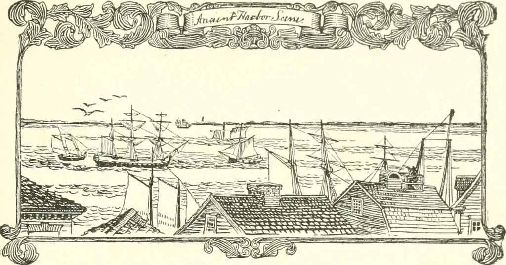 An illustration from The colonial book of the Towle Mfg. Co. Which is intended to delineate and describe some quaint and historic places in Newburyport and vicinity and show the origin and beauty of the colonial pattern of silverware, 1898, leaf 8