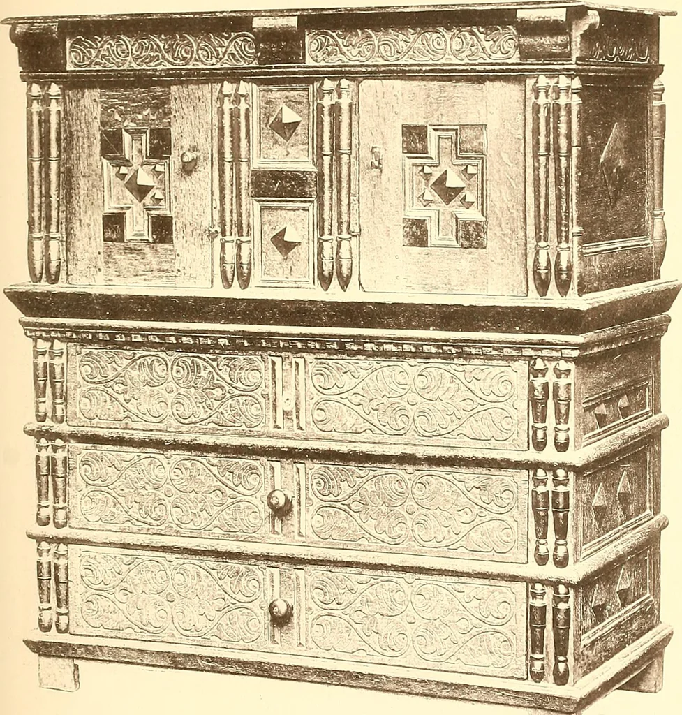 An illustration from The colonial furniture of New England : A study of the domestic furniture in use in the seventeenth and eighteenth centuries, 1892, leaf 116