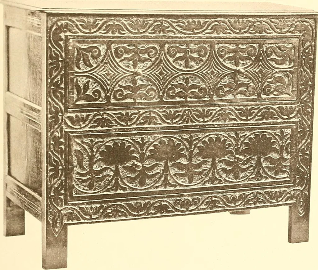 An illustration from The colonial furniture of New England : A study of the domestic furniture in use in the seventeenth and eighteenth centuries, 1892, leaf 136