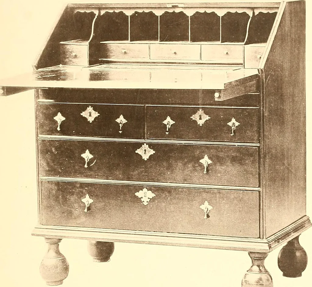 An illustration from The colonial furniture of New England : A study of the domestic furniture in use in the seventeenth and eighteenth centuries, 1892, leaf 218