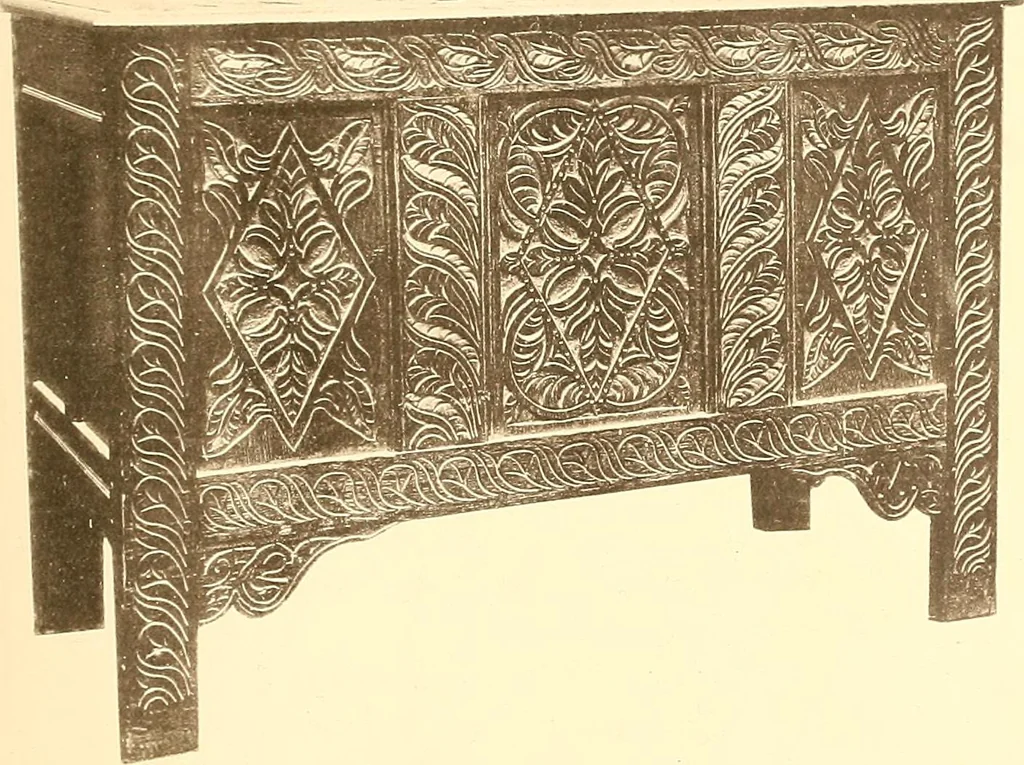 An illustration from The colonial furniture of New England : A study of the domestic furniture in use in the seventeenth and eighteenth centuries, 1892, leaf 28