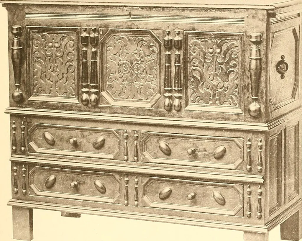 An illustration from The colonial furniture of New England : A study of the domestic furniture in use in the seventeenth and eighteenth centuries, 1892, leaf 62