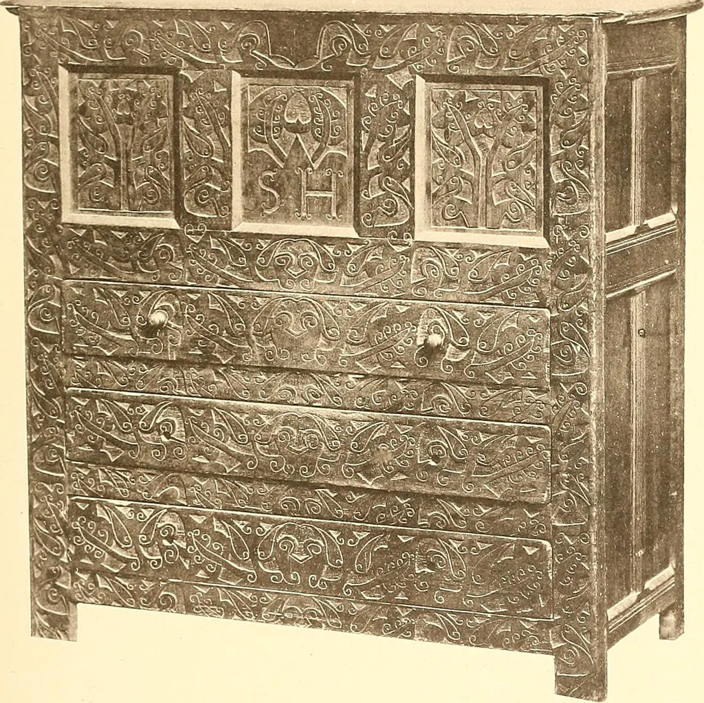 An illustration from The colonial furniture of New England : A study of the domestic furniture in use in the seventeenth and eighteenth centuries, 1892, leaf 66