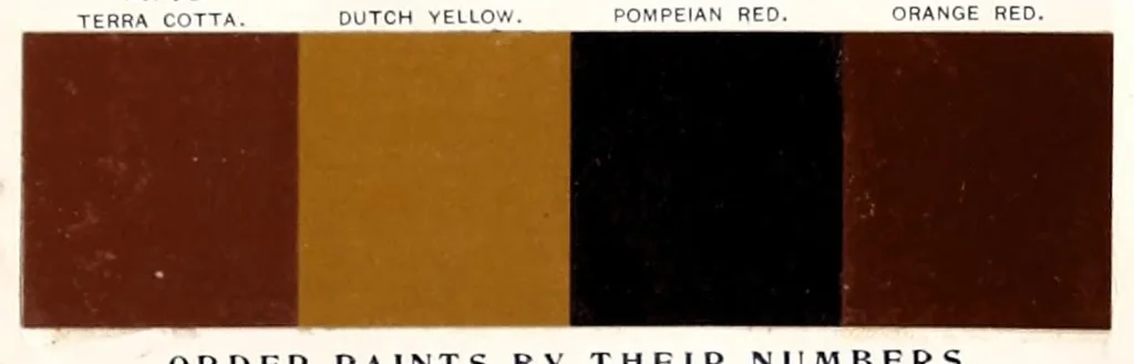 An illustration from Color card : February 1894, H.W. Johns M'f'g Co., manufacturers of the standard paints for structural purposes, roof paints, wood stains, varnishes, etc., 1894, leaf 3