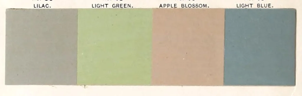 An illustration from Color card : February 1894, H.W. Johns M'f'g Co., manufacturers of the standard paints for structural purposes, roof paints, wood stains, varnishes, etc., 1894, leaf 6