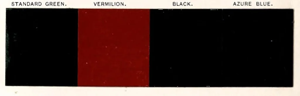 An illustration from Color card : February 1894, H.W. Johns M'f'g Co., manufacturers of the standard paints for structural purposes, roof paints, wood stains, varnishes, etc., 1894, leaf 6