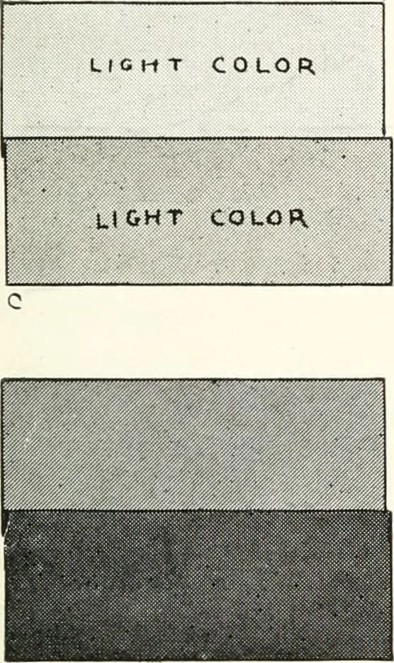 An illustration from Color in everyday life; a manual for lay students, artisaus and artists; the principles of color combination and color arrangement, and their applications in dress, home, business, the theatre and community play, 1918, leaf 68