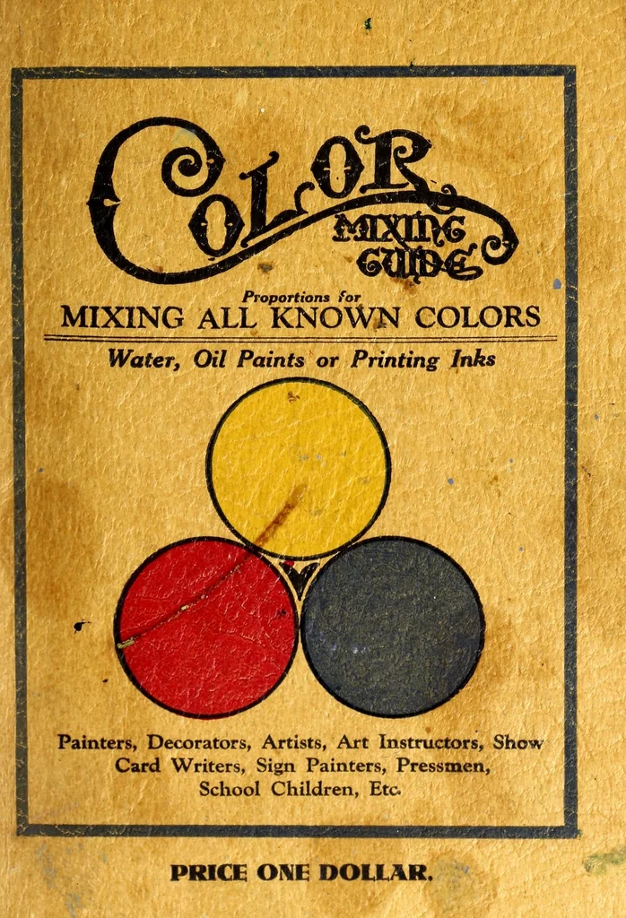 An illustration from Color mixing guide for artists, painters, decorators, printing pressmen, show card writers, sign painters, color mixers : gives color mixtures by parts, 1923, leaf 1