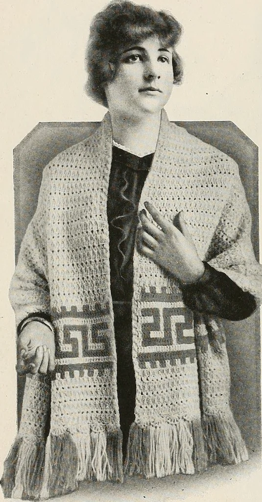 An illustration from The Columbia book of yarns : containing a manual of knitting and crocheting, 1916, leaf 145