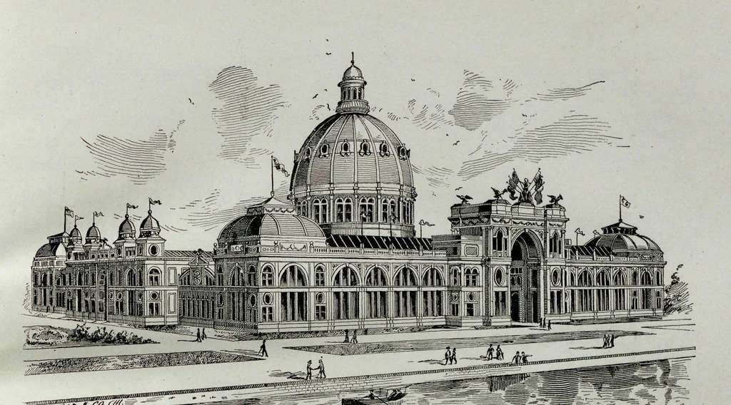 An illustration from The Columbian World's Fair atlas : containing complete illustrations of the World's Fair grounds and buildings, general illustrations of the public buildings, parks, monuments, street scenes, etc. of Chicago, and maps of every state and territory of the United States and Canada, and general maps of the world, 1893, leaf 31