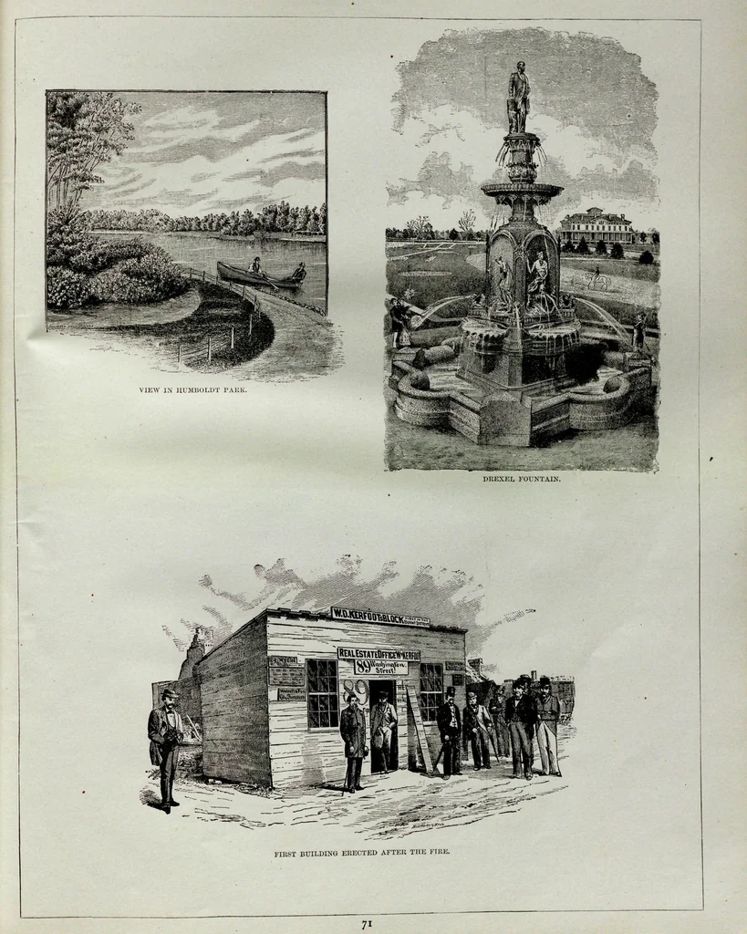 An illustration from The Columbian World's Fair atlas : containing complete illustrations of the World's Fair grounds and buildings, general illustrations of the public buildings, parks, monuments, street scenes, etc. of Chicago, and maps of every state and territory of the United States and Canada, and general maps of the world, 1893, leaf 71