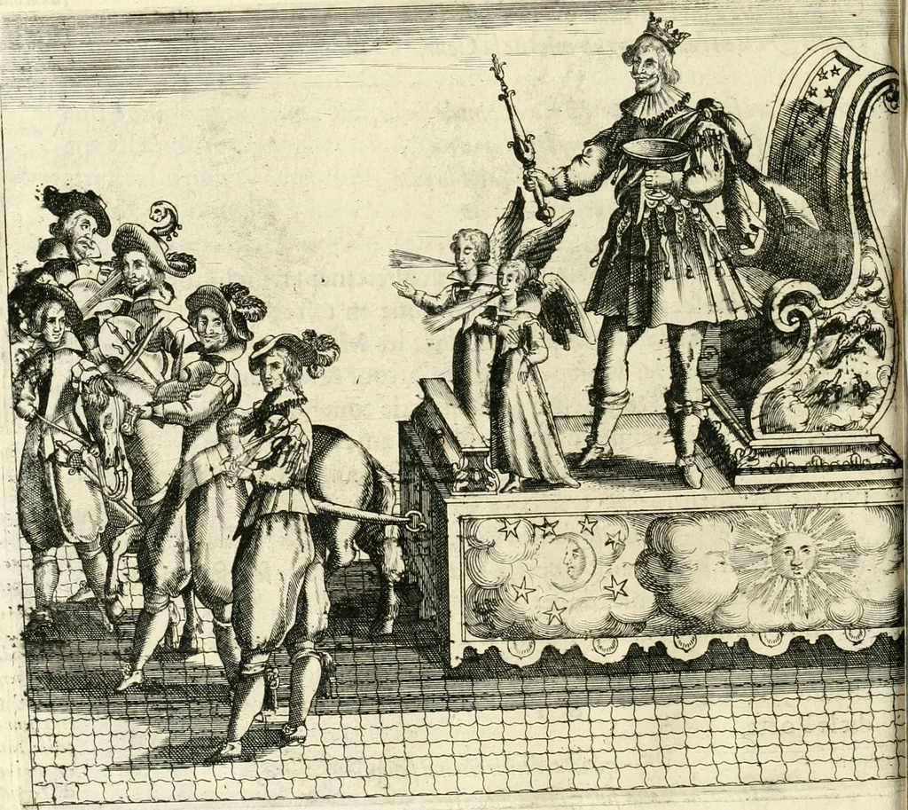 An illustration from Combat d'honneur concerte par les IIII. elemens sur l'heureuse entrée de Madame la duchesse de La Valette en la ville de Metz : ensemble la resiouyssance publicq. concertee par les habitans de la ville, et du pays sur le mesme sujet, 1627, leaf 115