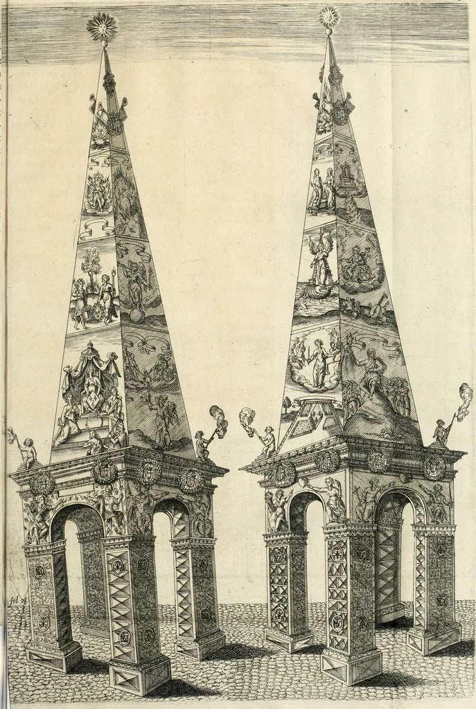 An illustration from Combat d'honneur concerte par les IIII. elemens sur l'heureuse entrée de Madame la duchesse de La Valette en la ville de Metz : ensemble la resiouyssance publicq. concertee par les habitans de la ville, et du pays sur le mesme sujet, 1627, leaf 126