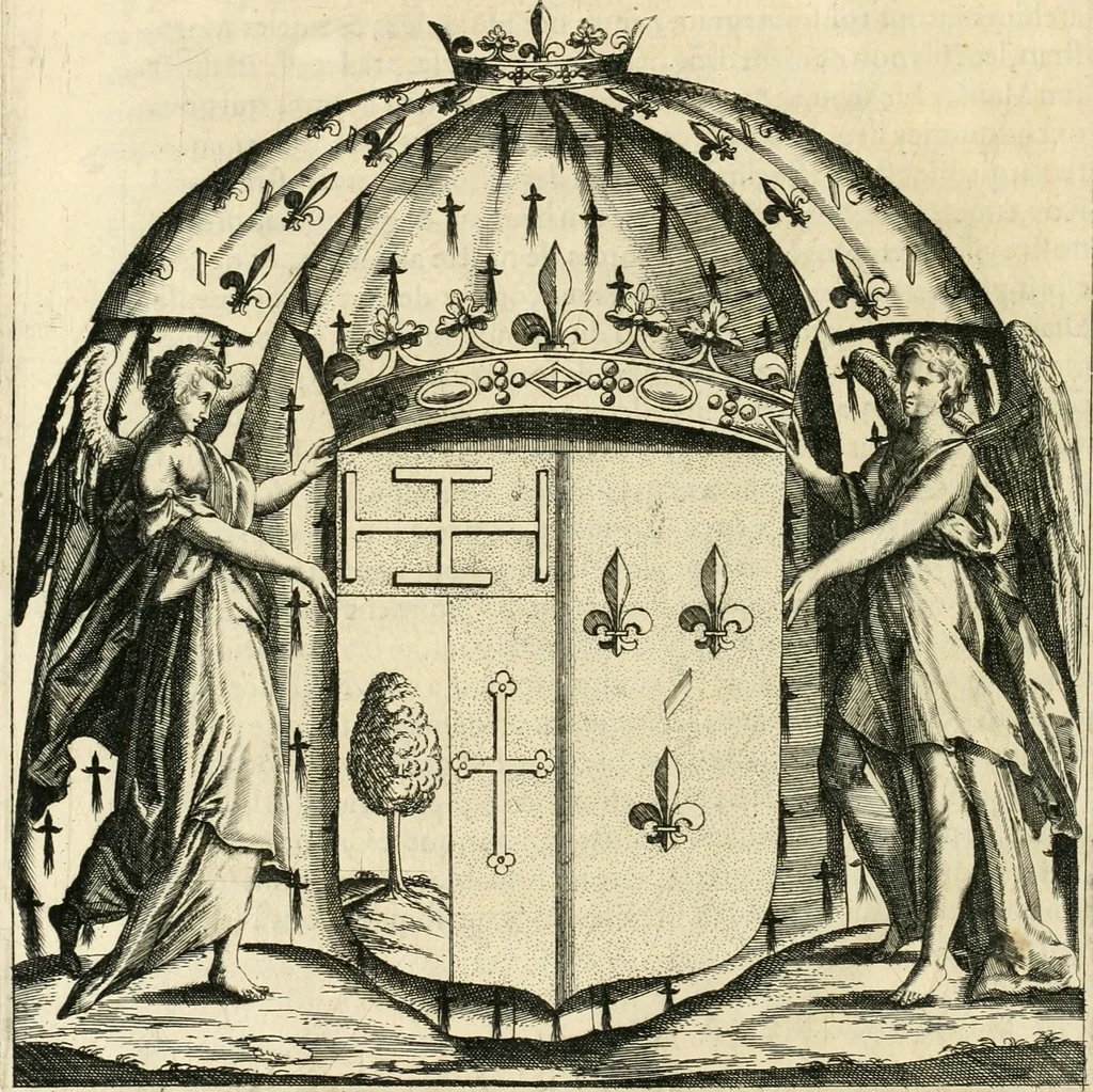 An illustration from Combat d'honneur concerte par les IIII. elemens sur l'heureuse entrée de Madame la duchesse de La Valette en la ville de Metz : ensemble la resiouyssance publicq. concertee par les habitans de la ville, et du pays sur le mesme sujet, 1627, leaf 13