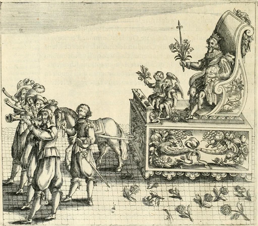 An illustration from Combat d'honneur concerte par les IIII. elemens sur l'heureuse entrée de Madame la duchesse de La Valette en la ville de Metz : ensemble la resiouyssance publicq. concertee par les habitans de la ville, et du pays sur le mesme sujet, 1627, leaf 89