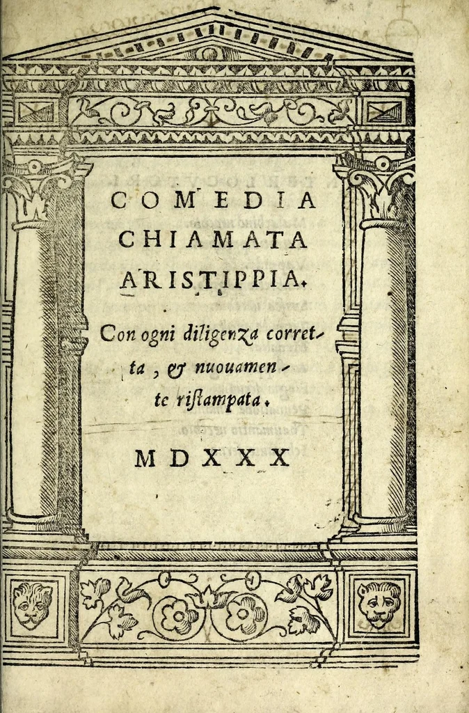 An illustration from Comedia chiamata Aristippia : con ogni diligenza corretta, & nuouamente ristampata, 1530, leaf 7