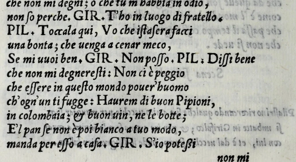 An illustration from Comedia di Agostino Ricchi da Lvcca, intittolata I tre tiranni : recitata in Bologna a N. Signore et a Cesare, il giorno de la commemoratione de la corona di Sua Maestà, 1533, leaf 128