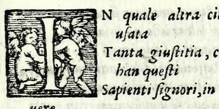 An illustration from Comedie di m. Girolamo Parabosco .., 1560, leaf 555