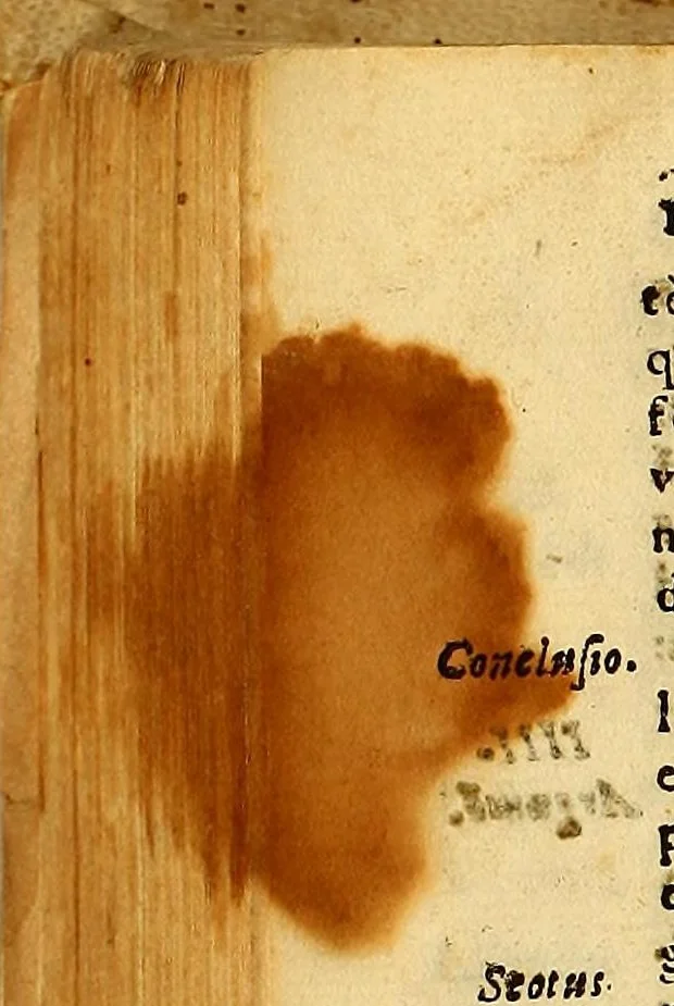 An illustration from Comentarii ac quaestiones in vniuersam Aristotelis ac subtilissimi doctoris Ihoannis Duns Scoti logicam. : Totum hoc opus in duas partes distributum offertur: prima continet breue quoddam Logicae compendium quod vulgo solet Summa seu Summulae Dialecticae nuncupati quaestiones prolegomenales, praedicabilia Porphirij, & Aristotelis Antipraedicamenta, Praedicamenta & post praedicamebta [sic]. : Secunda pars libros Perihermeniarum seu de interpretatione, libros priorum, posteriorum, Topicorum & Elenchorum comprehendit. Auctore R.P.F. Hyeronimo Valera Peruano Ordinis Minorum Regularis obseruantiae, Pruouinciae duodecim Apostolorum, sacre theologiae lectore iubilato & in celeberrimo Limensi Conuentis S. Francisci Guardiano, 1610, leaf 164
