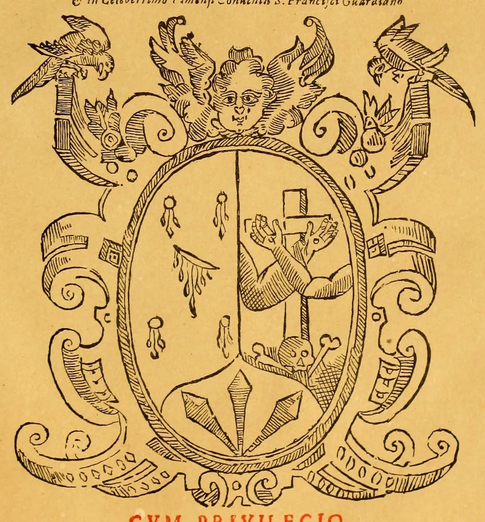 An illustration from Comentarii ac quaestiones in vniuersam Aristotelis ac subtilissimi doctoris Ihoannis Duns Scoti logicam. : Totum hoc opus in duas partes distributum offertur: prima continet breue quoddam Logicae compendium quod vulgo solet Summa seu Summulae Dialecticae nuncupati quaestiones prolegomenales, praedicabilia Porphirij, & Aristotelis Antipraedicamenta, Praedicamenta & post praedicamebta [sic]. : Secunda pars libros Perihermeniarum seu de interpretatione, libros priorum, posteriorum, Topicorum & Elenchorum comprehendit. Auctore R.P.F. Hyeronimo Valera Peruano Ordinis Minorum Regularis obseruantiae, Pruouinciae duodecim Apostolorum, sacre theologiae lectore iubilato & in celeberrimo Limensi Conuentis S. Francisci Guardiano, 1610, leaf 3