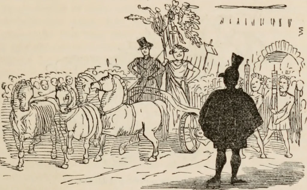 An illustration from The comic history of Rome, 1850, leaf 108