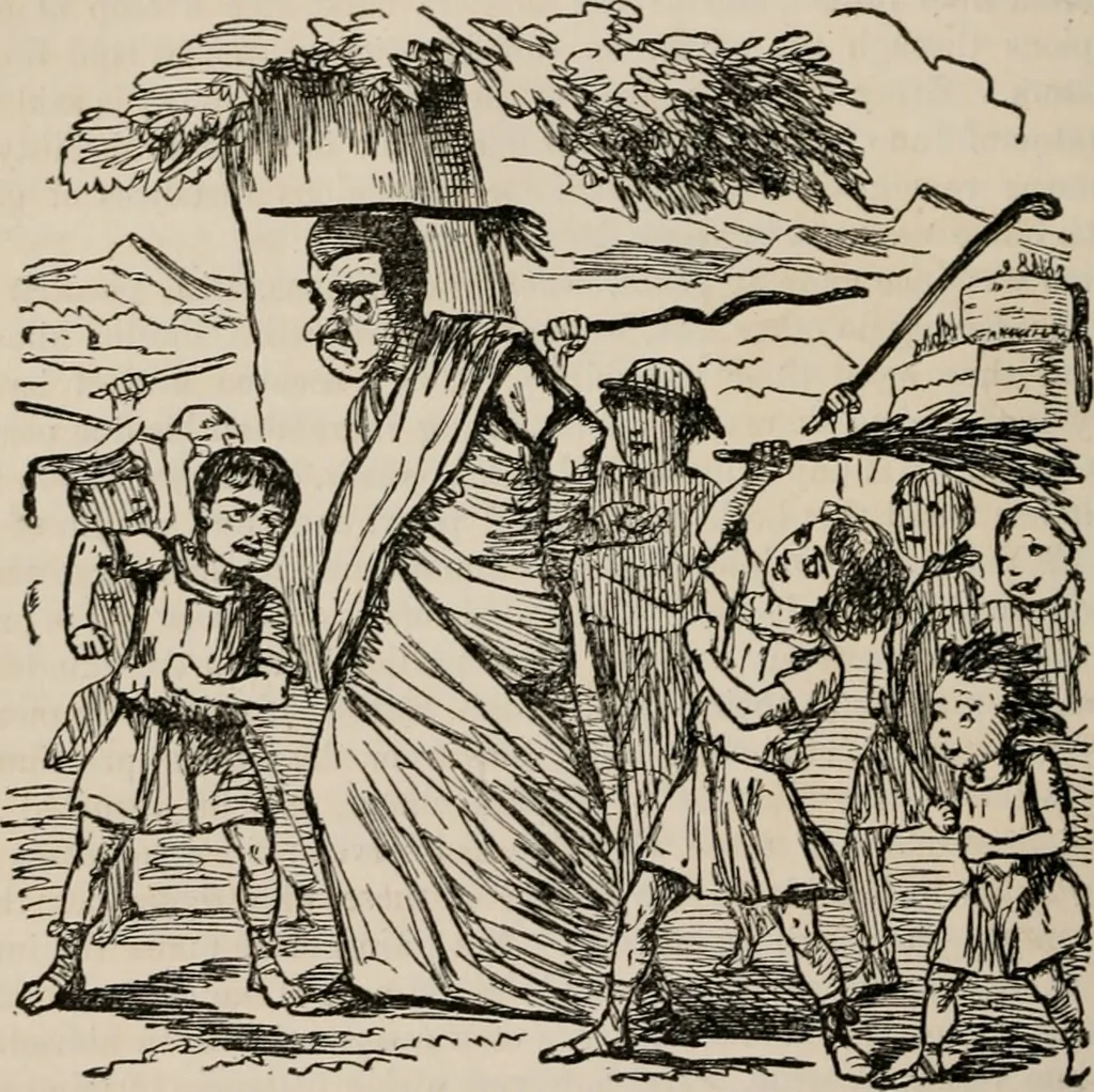 An illustration from The comic history of Rome, 1850, leaf 113