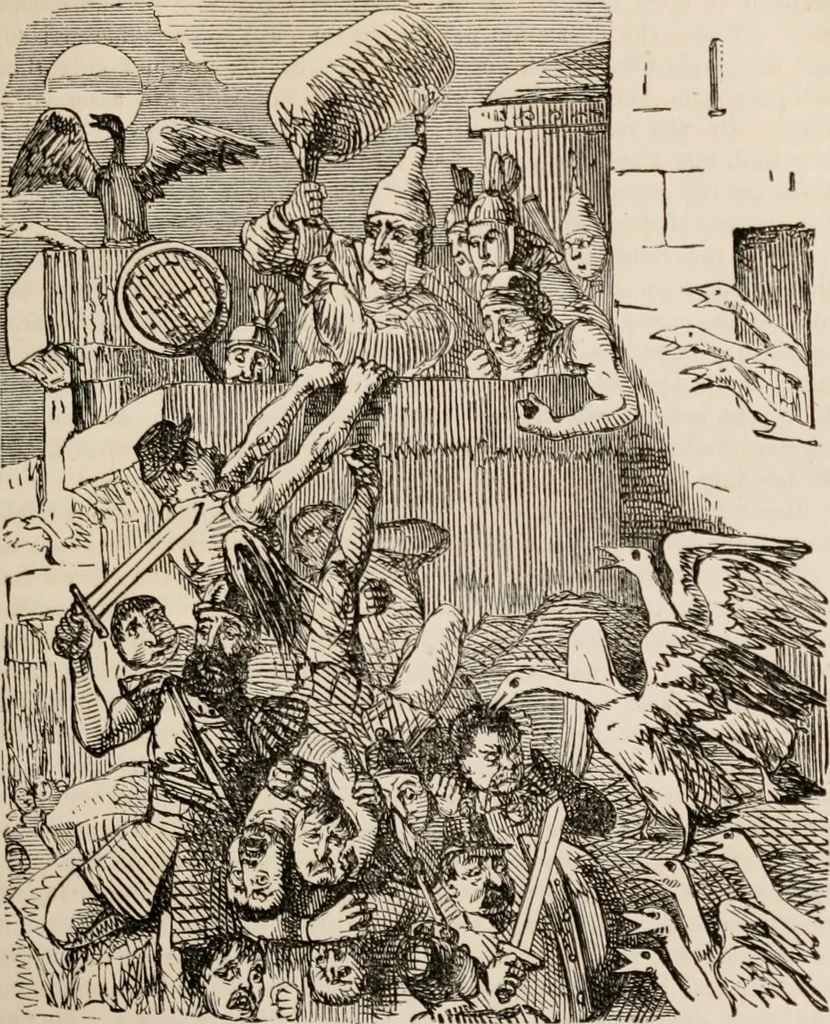 An illustration from The comic history of Rome, 1850, leaf 118