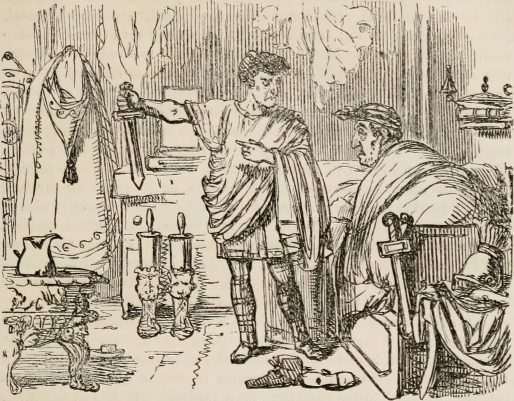 An illustration from The comic history of Rome, 1850, leaf 128