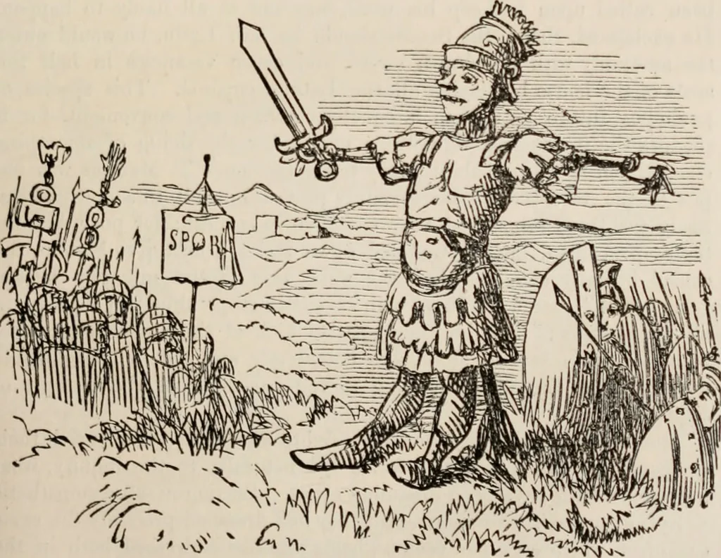 An illustration from The comic history of Rome, 1850, leaf 136