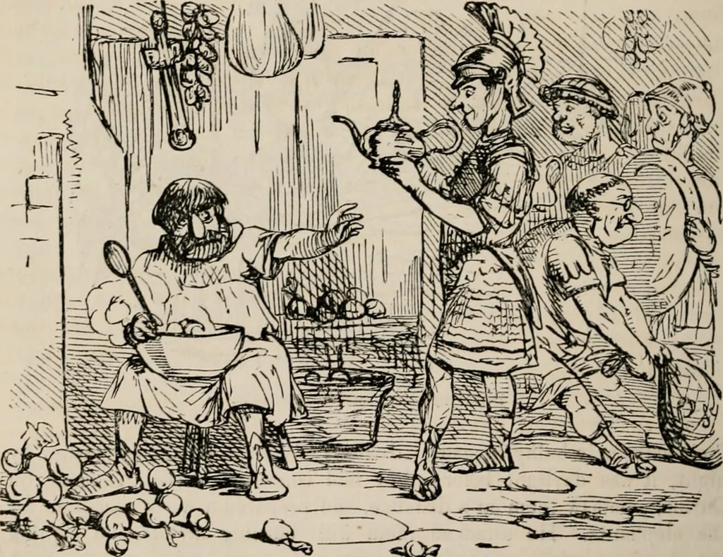 An illustration from The comic history of Rome, 1850, leaf 175