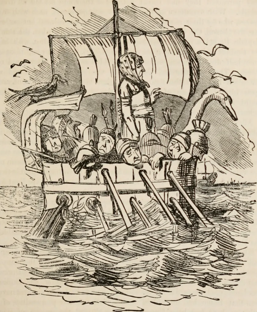 An illustration from The comic history of Rome, 1850, leaf 182