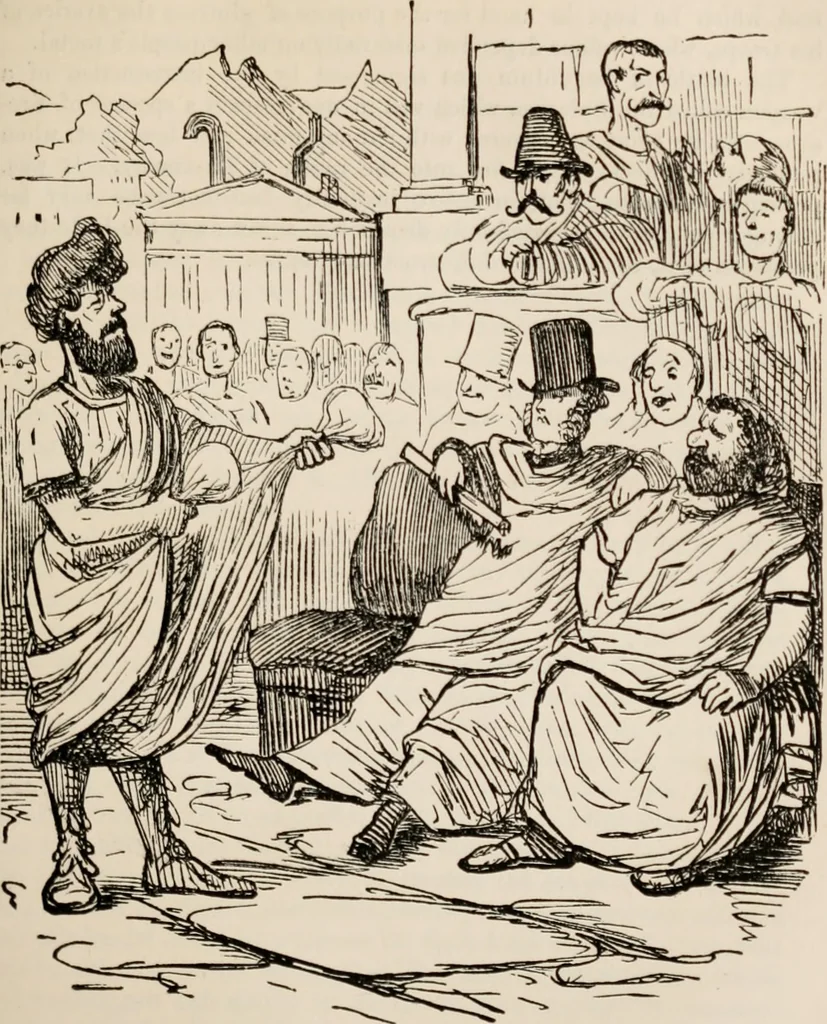 An illustration from The comic history of Rome, 1850, leaf 200