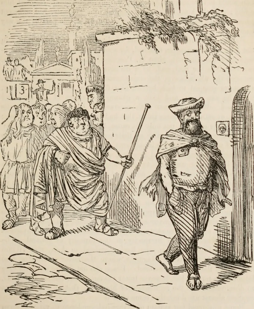 An illustration from The comic history of Rome, 1850, leaf 230