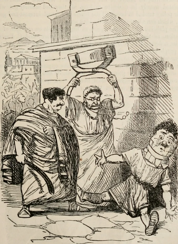 An illustration from The comic history of Rome, 1850, leaf 274