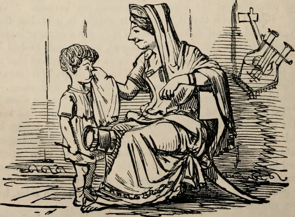An illustration from The comic history of Rome, 1850, leaf 281