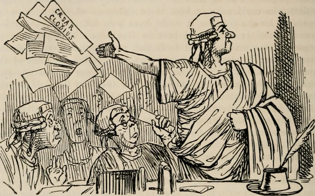An illustration from The comic history of Rome, 1850, leaf 335