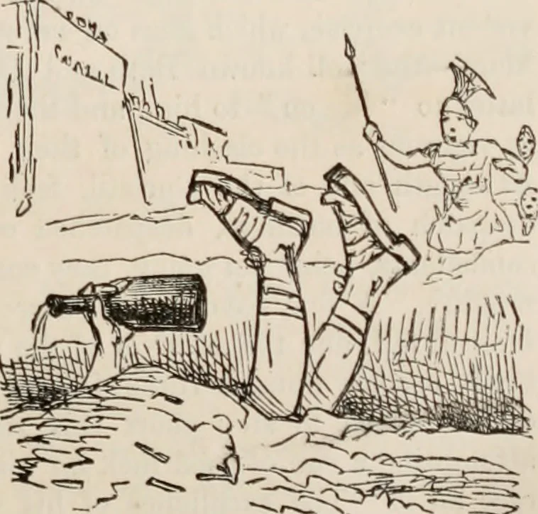 An illustration from The comic history of Rome, 1850, leaf 38