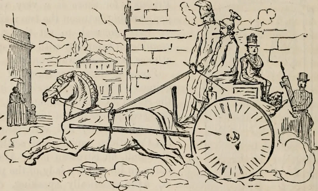 An illustration from The comic history of Rome, 1850, leaf 45
