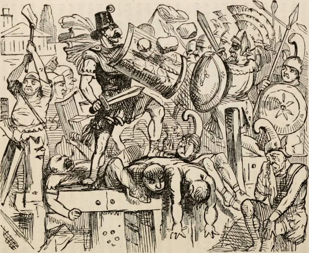An illustration from The comic history of Rome, 1850, leaf 72