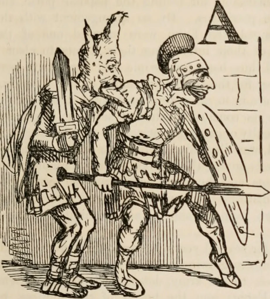 An illustration from The comic history of Rome, 1850, leaf 88