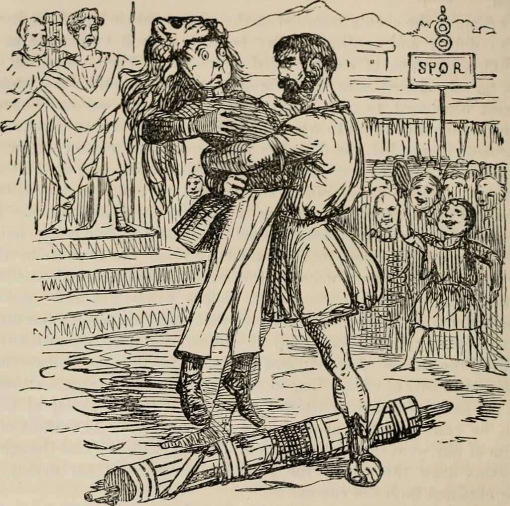 An illustration from The comic history of Rome, 1850, leaf 91
